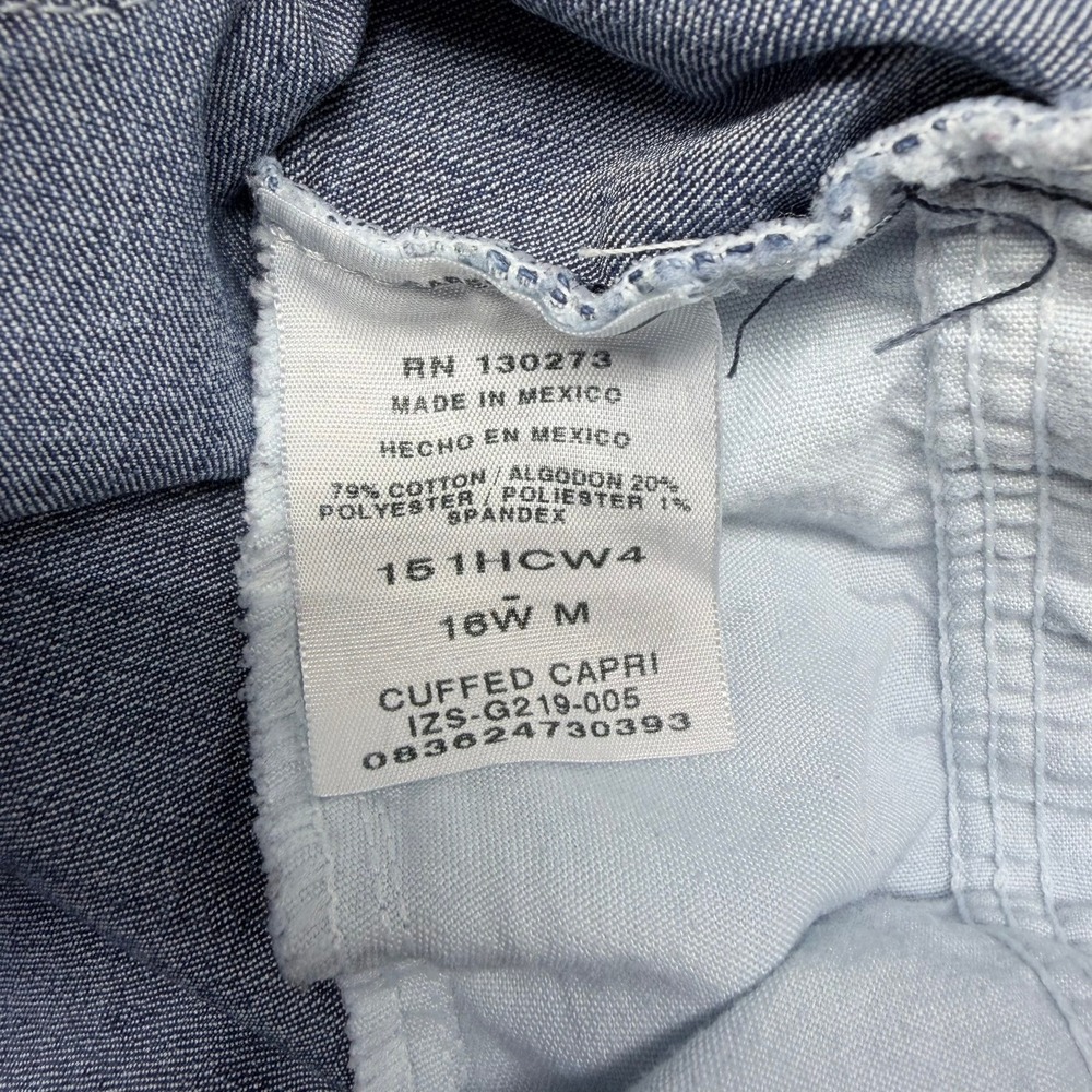 Riders by Lee Womens Blue Cuffed Capri Jeans Medium Wash Stretch 16W - Picture 4 of 9